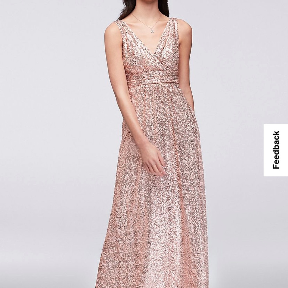 Sequin V-Neck Bridesmaid Dress with Satin Piping